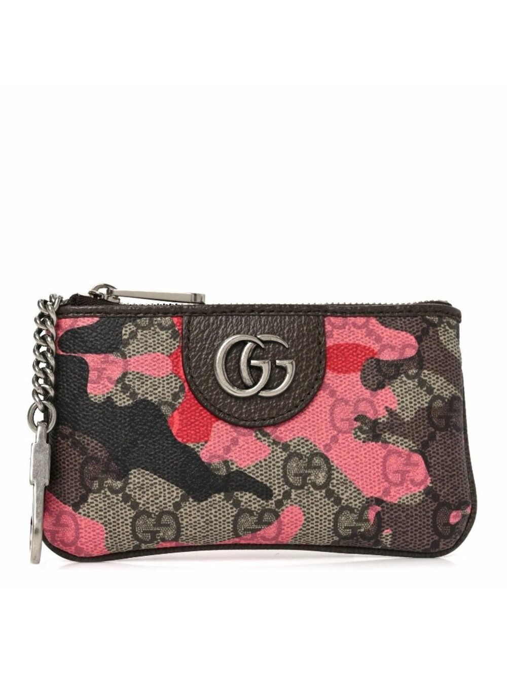 NEW Gucci GG Monogram & Marbled Pink & Red Camouflage Key Case Coin Authentic